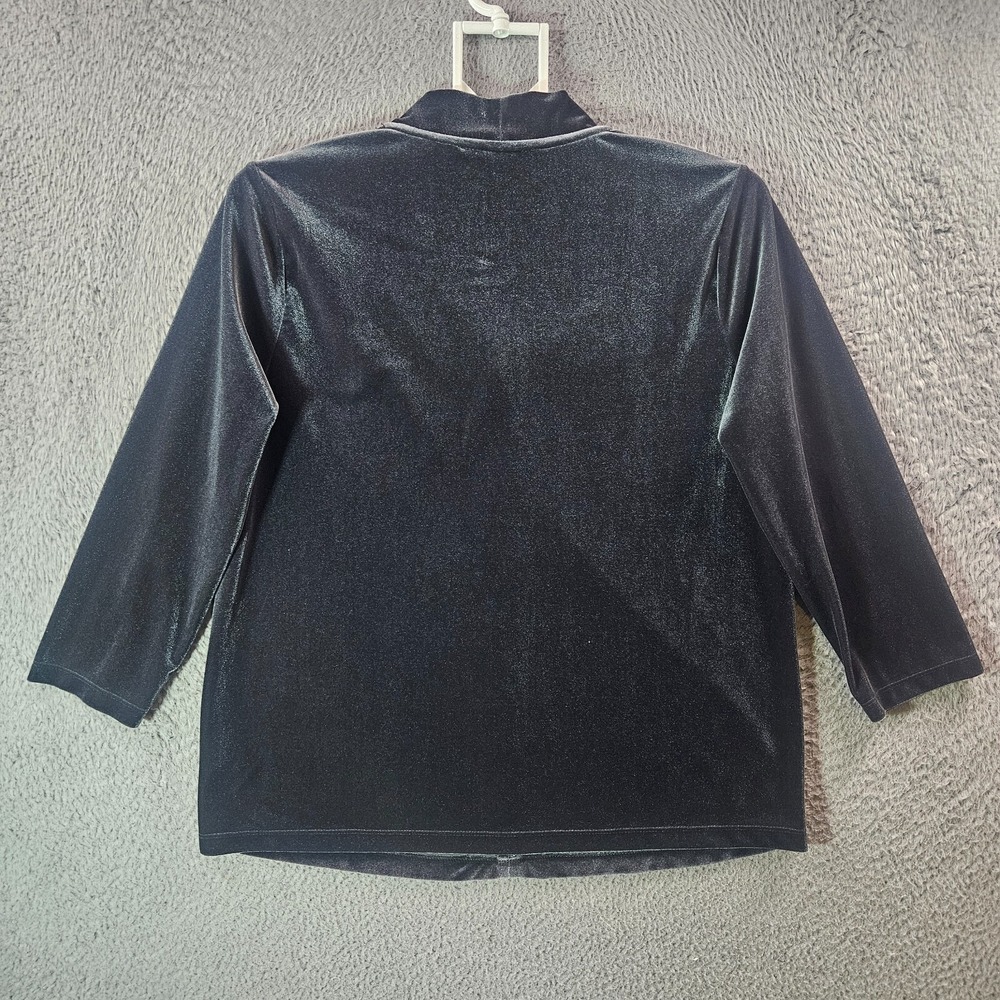 Lands' End Velvet Top‎ Blouse Women Small 6 8 Dark Gray Preppy Soft - Picture 7 of 11